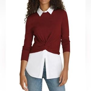 Veronica Beard Phebe Mixed Media Top